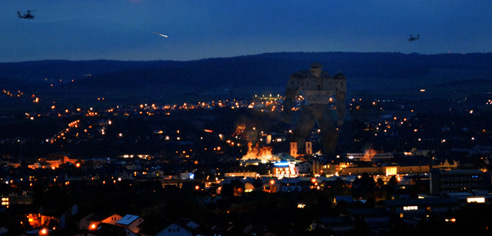 Fuldas Skyline bei Nacht