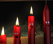 Kerzen aus Weihnachts E-Card